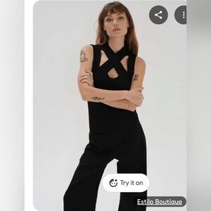 LNA Clothing Black Criss Cross Tank Top Sz Med